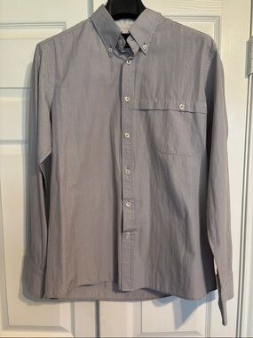 Men's Classic Blue Pinstripe Button-Down Dress Shirt